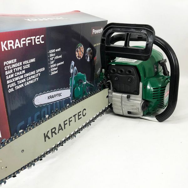 Бензопила цепная 45см KRAFFTEC 5800, Пила цепная бензиновая 00013361 фото