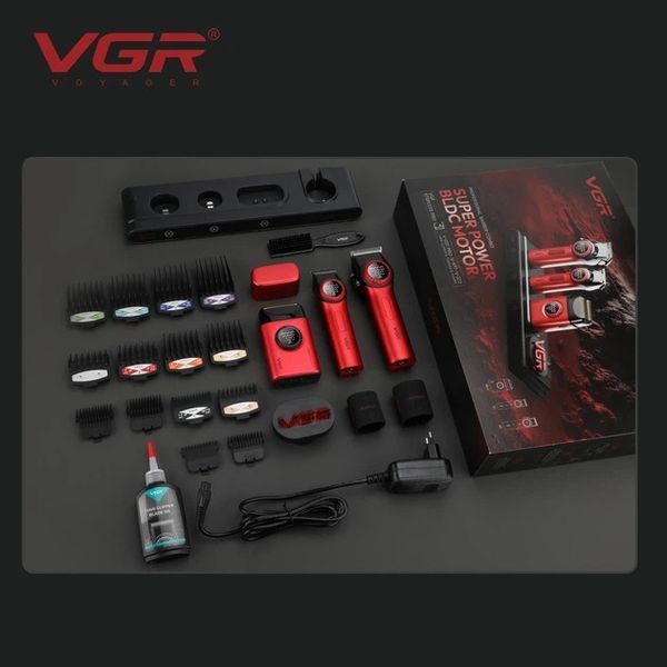 Профессиональный набор для барберов VGR Stepless Pro 3 in 1 RED 00015276 фото