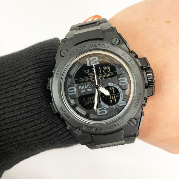 Часы наручные мужские SKMEI 1452BK BLACK, водонепроницаемые мужские часы. Цвет: черный 00022040 фото