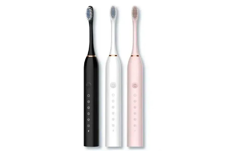 Белая Электрическая зубная щетка Sonic Toothbrush Х-3 ультразвуковая аккумуляторная 4 сменные насадки в комплекте 00014775 фото