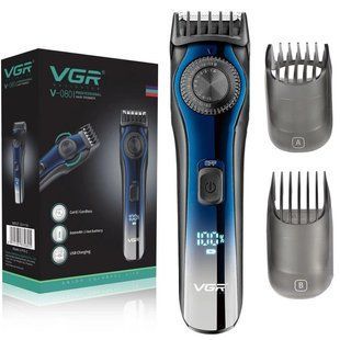 Профессиональный аккумуляторный триммер для бороды и усов с дисплеем VGR V-080 и регулятором длины 00015309 фото