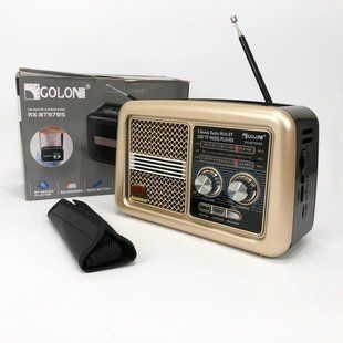 Радіо приймач Golon RX-BT978S сонячна панель AUX 3.5mm, Радіо приймач з акумулятором. Колір: бежевий 00017745 фото