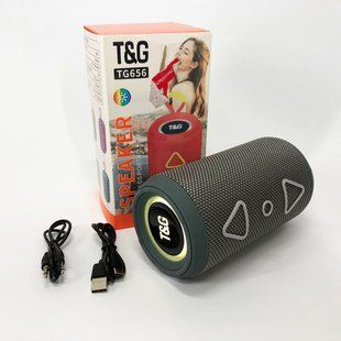 Bluetooth колонка портативная TG656 FM-радио, Громкая блютуз колонка, Колонка для вечеринки. Цвет: серый 00017241 фото