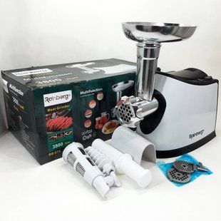 Електром'ясорубка з соковижималкою Rainberg RB-674 3000W, електром'ясорубка для шатківниці, потужна м'ясорубка 00020312 фото