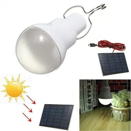 Лампа світлодіодна акумуляторна VHG CL-028 із сонячною панеллю 10Вт 5600K 6В Led Solar Emergency Bulb(8423) 00023673 фото