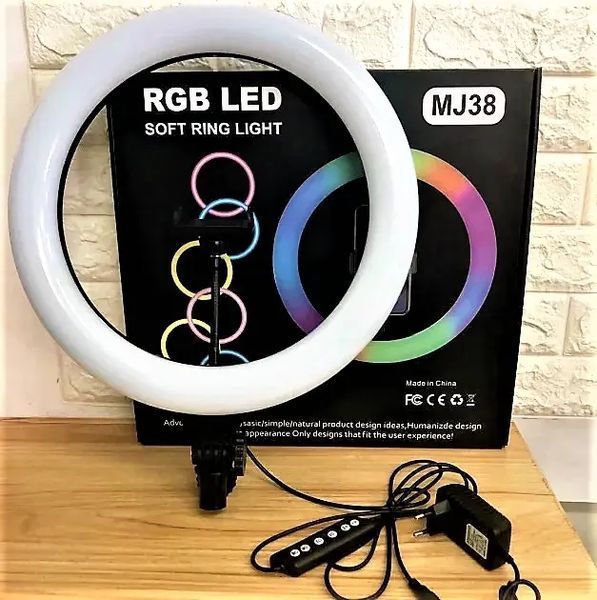 Кільцева LED лампа RGB MJ38 38см 220V 1 крепл.тел USB + пульт 00023258 фото