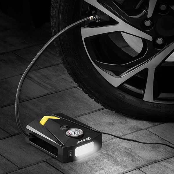 Автомобильный компрессор 12V насос с фонариком, мощный насос для колес автомобиля от прикуривателя 00016767 фото