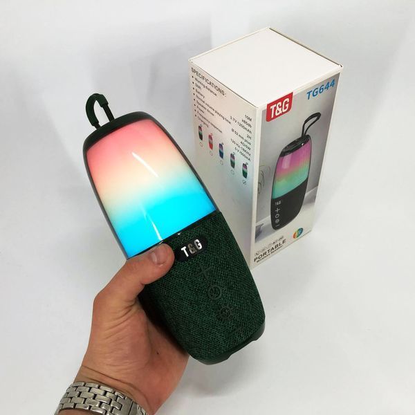 Портативная колонка TG644 5W с RGB подсветкой и ремешком, Беспроводная колонка мощная. Цвет: зеленый 00017209 фото
