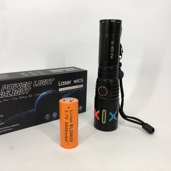 Ручной светодиодный фонарь PLD G26 White Laser LED PM20-TG с USB-зарядкой, аккумулятор 26650 00023370 фото
