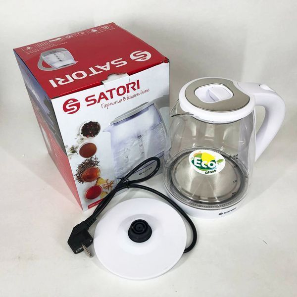 Електрочайник Satori SGK-4105-WT 1.8 л 1500 Вт, стильний електричний чайник, чайники з підсвічуванням 00018894 фото