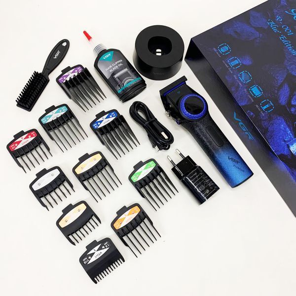 Профессиональная машинка для стрижки волос VGR V-001 BLUE с дисплеем 9000 об/мин и 10 насадками 1,5-24 мм 00014833 фото