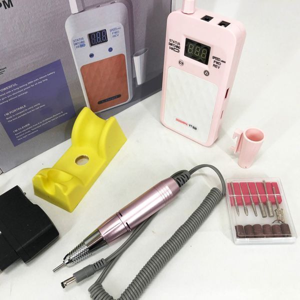 Портативный Фрезер для ногтей Nail Drill YT-928 аккумуляторный с индикатором заряда на 35 000 оборотов. Цвет: розовый 00015501 фото