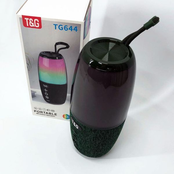 Портативная колонка TG644 5W с RGB подсветкой и ремешком, Беспроводная колонка мощная. Цвет: зеленый 00017209 фото