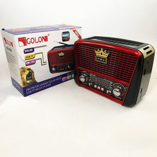 Радіоприймач Golon RX-455S USB / акумулятор сонячна панель, Радіоприймач з гарним прийомом для дачі 00017280 фото