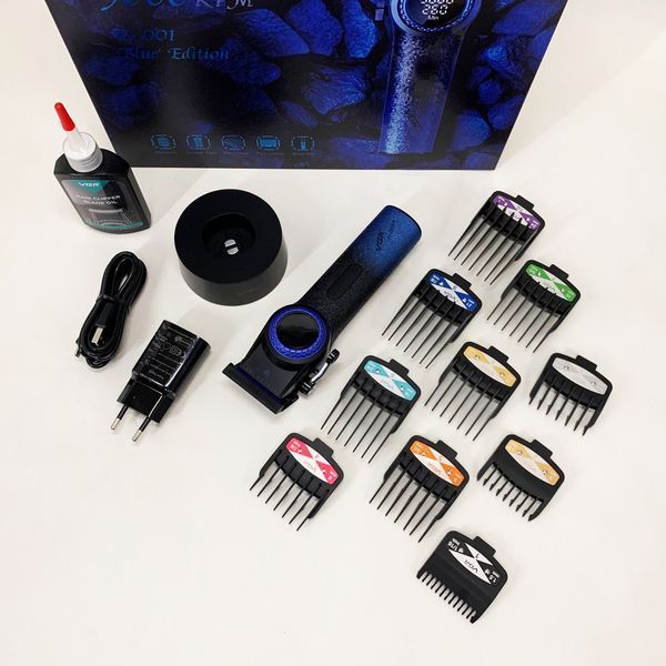 Профессиональная машинка для стрижки волос VGR V-001 BLUE с дисплеем 9000 об/мин и 10 насадками 1,5-24 мм 00014833 фото