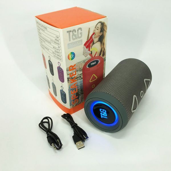 Bluetooth колонка портативная TG656 FM-радио, Громкая блютуз колонка, Колонка для вечеринки. Цвет: серый 00017241 фото