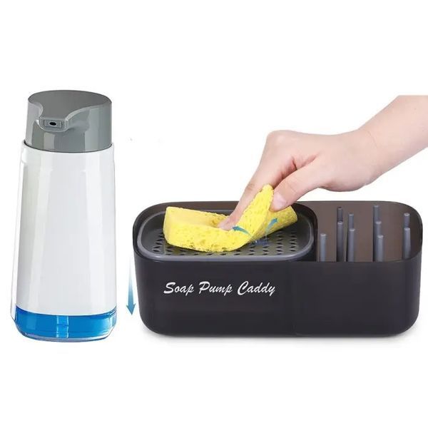 Контейнер-диспенсер для кухні. Дозатор для миючого засобу Soap Pump Caddy Чорний 00020530 фото