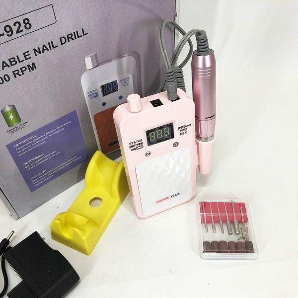 Портативный Фрезер для ногтей Nail Drill YT-928 аккумуляторный с индикатором заряда на 35 000 оборотов. Цвет: розовый 00015501 фото