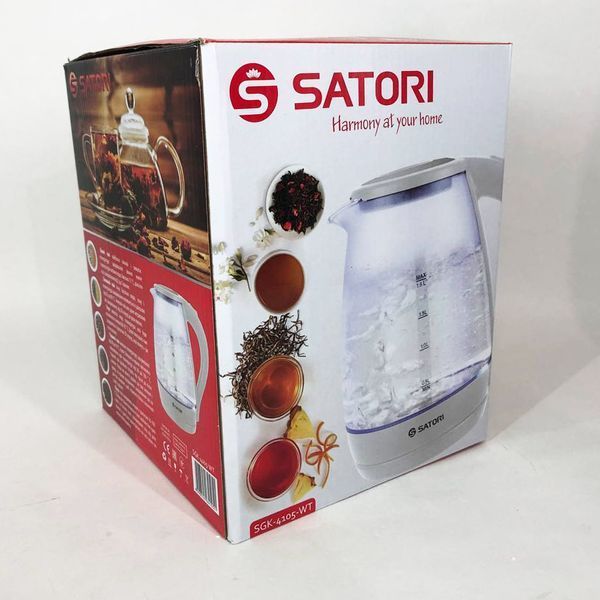 Електрочайник Satori SGK-4105-WT 1.8 л 1500 Вт, стильний електричний чайник, чайники з підсвічуванням 00018894 фото