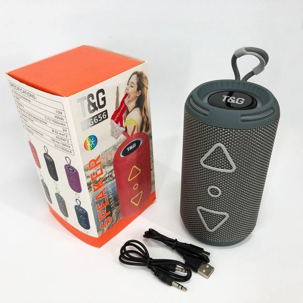 Bluetooth колонка портативная TG656 FM-радио, Громкая блютуз колонка, Колонка для вечеринки. Цвет: серый 00017241 фото