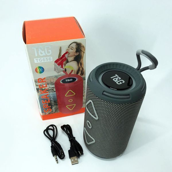 Bluetooth колонка портативная TG656 FM-радио, Громкая блютуз колонка, Колонка для вечеринки. Цвет: серый 00017241 фото