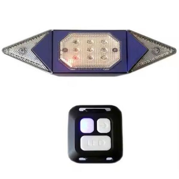 Світлодіодний велофонарь ly-6700 с указанием поворотов (red+yellow+blue), waterproof, мигающий велофонарь 00016744 фото