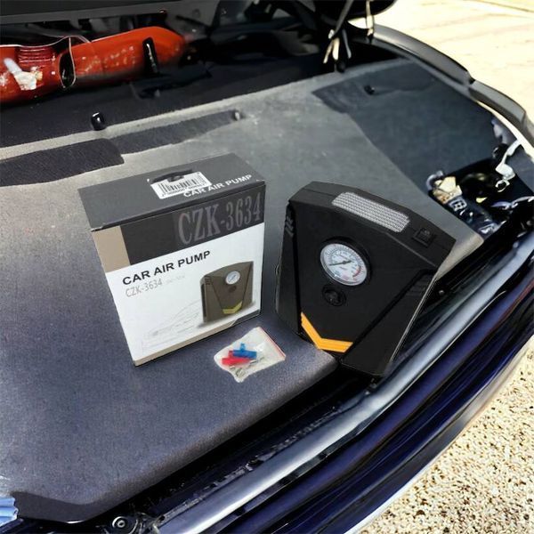 Автомобильный компрессор 12V насос с фонариком, мощный насос для колес автомобиля от прикуривателя 00016767 фото
