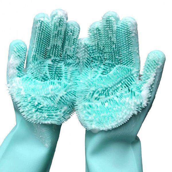 Силіконові рукавички Magic Silicone Gloves Pink для прибирання чистки миття посуду для будинку. Колір: бірюзовий 00018718 фото