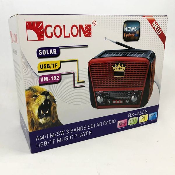 Радіоприймач Golon RX-455S USB / акумулятор сонячна панель, Радіоприймач з гарним прийомом для дачі 00017280 фото