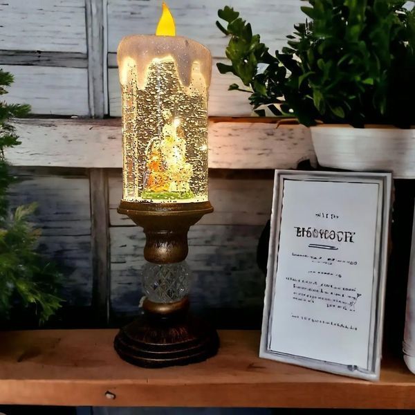 Санта клаус новогодняя led свеча со снегом, 25см, от батареек и usb 00024450 фото