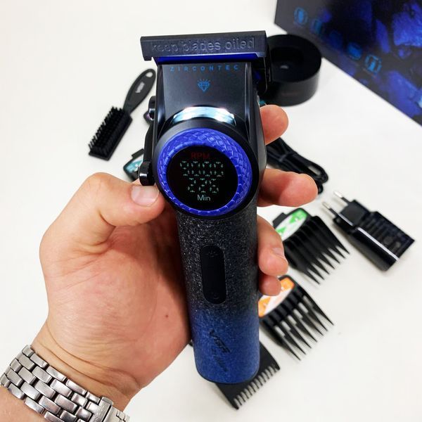 Профессиональная машинка для стрижки волос VGR V-001 BLUE с дисплеем 9000 об/мин и 10 насадками 1,5-24 мм 00014833 фото