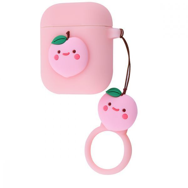 Чохол для AirPods силіконовий помаранчевий з персиком 00023758 фото