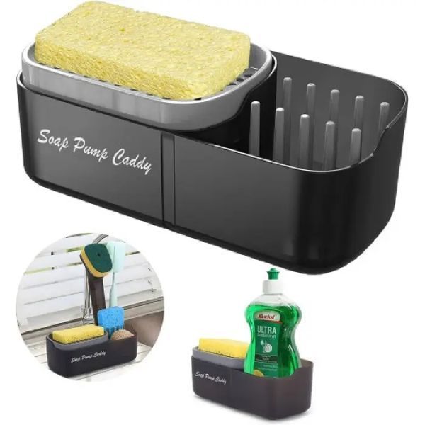 Контейнер-диспенсер для кухні. Дозатор для миючого засобу Soap Pump Caddy Чорний 00020530 фото