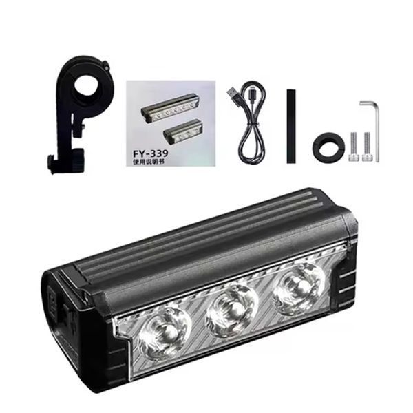 Велофара мощная FY-339B-3LED(white+yellow), Велосипедный фонарь с фиксацией на руль, для велосипедистов 00017061 фото