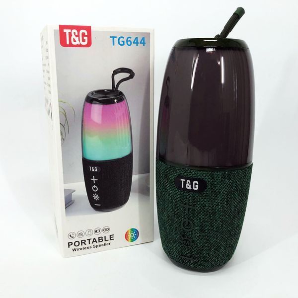 Портативная колонка TG644 5W с RGB подсветкой и ремешком, Беспроводная колонка мощная. Цвет: зеленый 00017209 фото