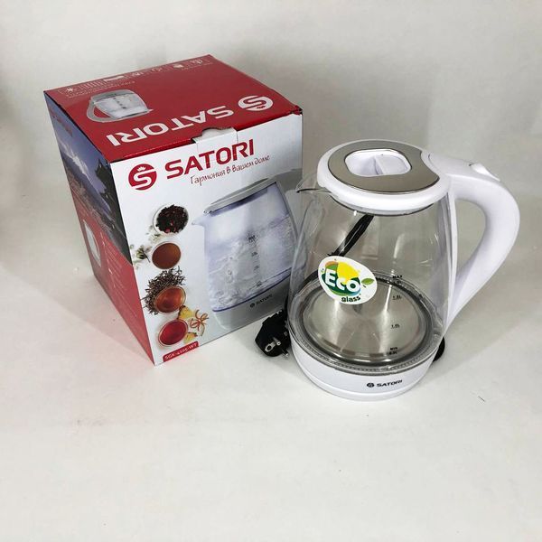 Електрочайник Satori SGK-4105-WT 1.8 л 1500 Вт, стильний електричний чайник, чайники з підсвічуванням 00018894 фото