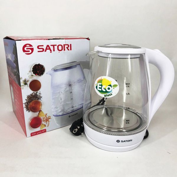 Електрочайник Satori SGK-4105-WT 1.8 л 1500 Вт, стильний електричний чайник, чайники з підсвічуванням 00018894 фото