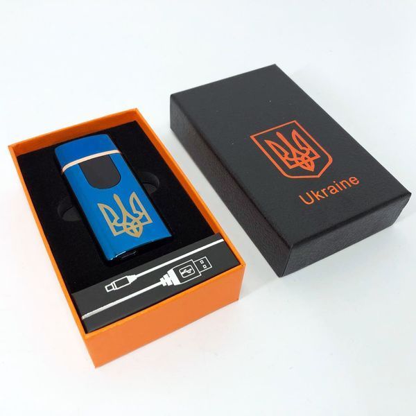 Електрична та газова запальничка Україна із USB-зарядкою HL-431, запальничка спіральна. Колір: синій 00023537 фото