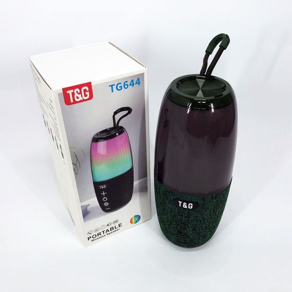 Портативная колонка TG644 5W с RGB подсветкой и ремешком, Беспроводная колонка мощная. Цвет: зеленый 00017209 фото