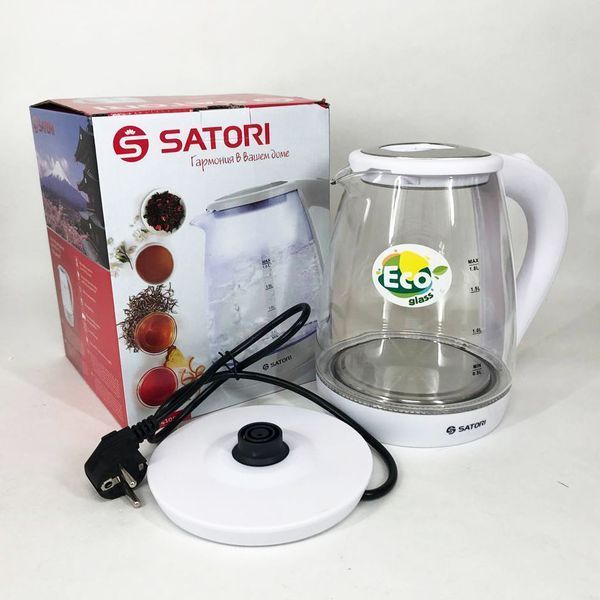 Електрочайник Satori SGK-4105-WT 1.8 л 1500 Вт, стильний електричний чайник, чайники з підсвічуванням 00018894 фото
