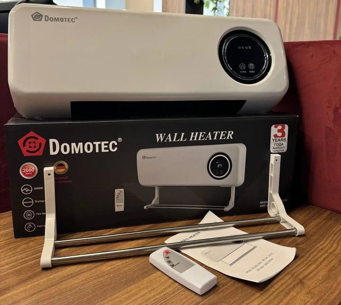 Настінний обігрівач Domotec MS-5963 White 2000Вт з пультом та сушаркою 00018617 фото