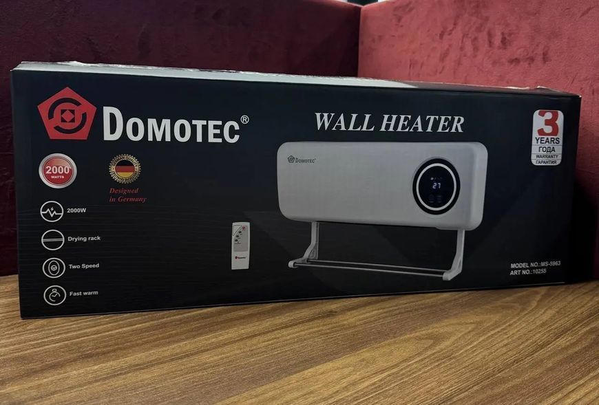 Настінний обігрівач Domotec MS-5963 White 2000Вт з пультом та сушаркою 00018617 фото