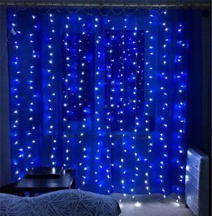 Праздничная гирлянда занавес "Штора" на окно 200LED 3х2м цвет Синий USB 00024769 фото