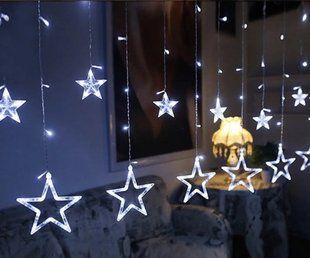 Светодиодная гирлянда штора звездопад 138LED (гирлянда со звездами): длина 2,5м ( белый цвет) 00024748 фото