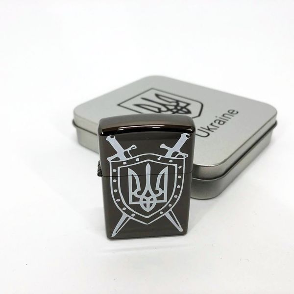 Дуговая электроимпульсная USB зажигалка Украина металлическая коробка HL-446. Цвет: черный 00023031 фото