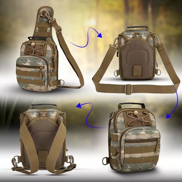 Тактическая сумка-рюкзак через плечо с Cordura 900D, камуфляж, трансформер, MOLLE 00018386 фото