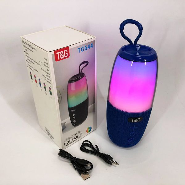 Портативная колонка TG644 5W с RGB подсветкой и ремешком, музыкальные колонки для улицы. Цвет: синий 00017210 фото