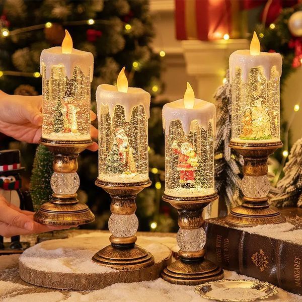 Снеговик Декоративная новогодняя LED свеча со снегом, 25см, от батареек и USB 00024451 фото