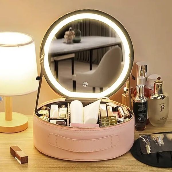 Косметичка-органайзер з LED дзеркалом, 29х28х11 см/Дорожня косметичка 00015733 фото