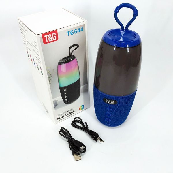 Портативная колонка TG644 5W с RGB подсветкой и ремешком, музыкальные колонки для улицы. Цвет: синий 00017210 фото